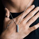 thumbnail image 4 of Collar Acero Inoxidable Dije Rectangular Hombre y Mujer 2 pzs negro/plata, 4 of 5