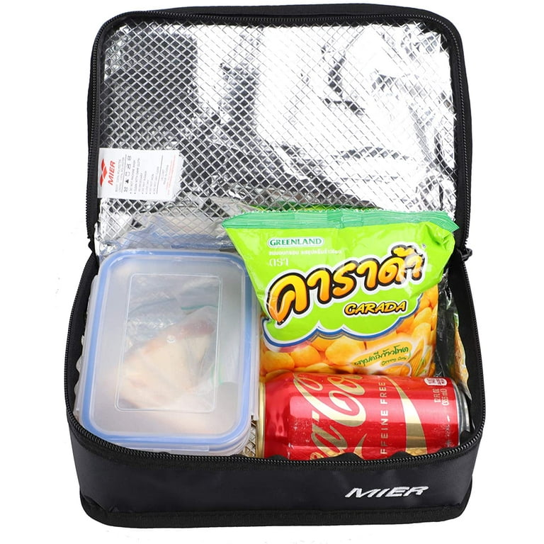 MIER Expandable Lunch Bag Insulated Lunch Box for Men Boys, Grey Orange