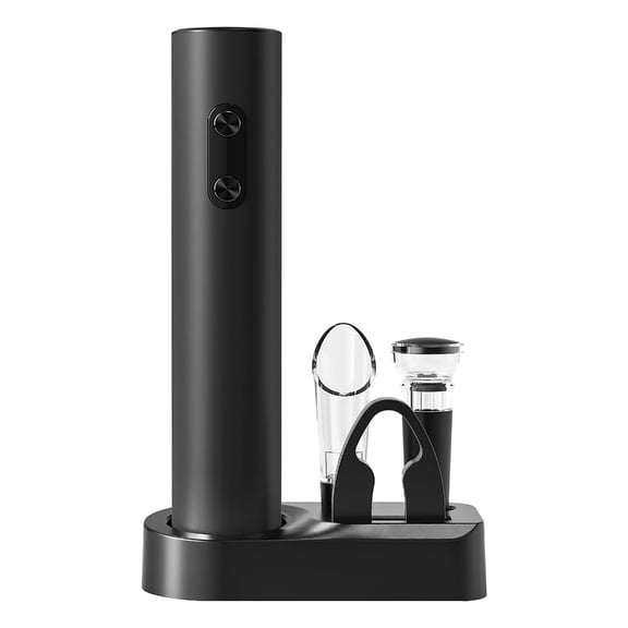 Geemin Electric Wine Opener Set Battery Operated Corkscrew Includes Foil Cutter Aerator Vacuum Stopper Storage Base for Wine