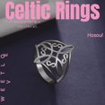 thumbnail image 3 of Anillo de plata de ley, anillo de nudo irlandés de moda, anillo con patrón de triángulo celta, anillo de boda de compromiso, anillo con patrón de rizo cortado (plata), 3 of 5