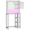 thumbnail image 6 of BELLEZE Over The Toilet Storage Cabinet with LED Light, Freestanding Above Toilet Rack with Adjustable Shelf, Bathroom Space Savers Anti-Tipping Device Included - Murano (White), 6 of 7