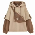 thumbnail image 1 of Sudadera con capucha de anime con diseño de oso estético Harajuku para mujer, estilo coreano Kawaii, ropa de calle de cuello redondo, ropa Kpop de otoño e invierno, tops beige, 1 of 5