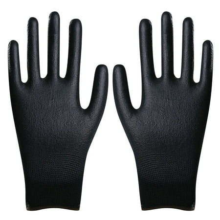 

FLYHMAI Clearance 12 Pairs Lightweight Nitrile Coated Grip Work Gloves Black Size 8/L