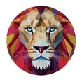 thumbnail image 4 of HAOXIT  Geometric Tablecloth, Lion Head Art Geometric Graphic in Digital Triangle Rainbow Retro Style, Dining Room Kitchen Round Table Cover 54-58, 4 of 8