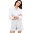 thumbnail image 5 of Stralyhd Womens Shorts Casual Linen Cargo Short Summer Beach Travel Work Fashion Mid-Rise Shorts Essentials Short with Pockets White L, 5 of 7