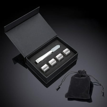 

Whisky Stone Gift Reusable Stainless Steel Ice Bucket Ice Tongs and Freezer Metal Whiskey Cooler Rock for Wine Bourbon