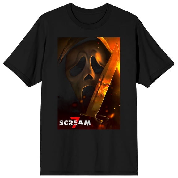 Ghostface X Scream 7 Poster Adult Black Crew Neck Short Sleeve T-shirt -XXL