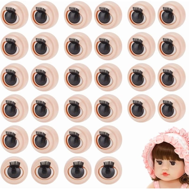 16 Ojos de seguridad 3D de París con pestañas, ojos amigurumi, ojos artesanales, ojos de marioneta semicirculares, ojos de ganchillo, ojos móviles de dibujos animados