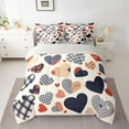 thumbnail image 2 of Feelyou Chic Buffalo Plaid Bedding Comforter Set 7pcs, Romantic Love Heart Queen Bedding Sets, Kawaii Cartoon Style Reversible Queen Sheet Sets, Luxury Bedroom Decor, 2 of 8