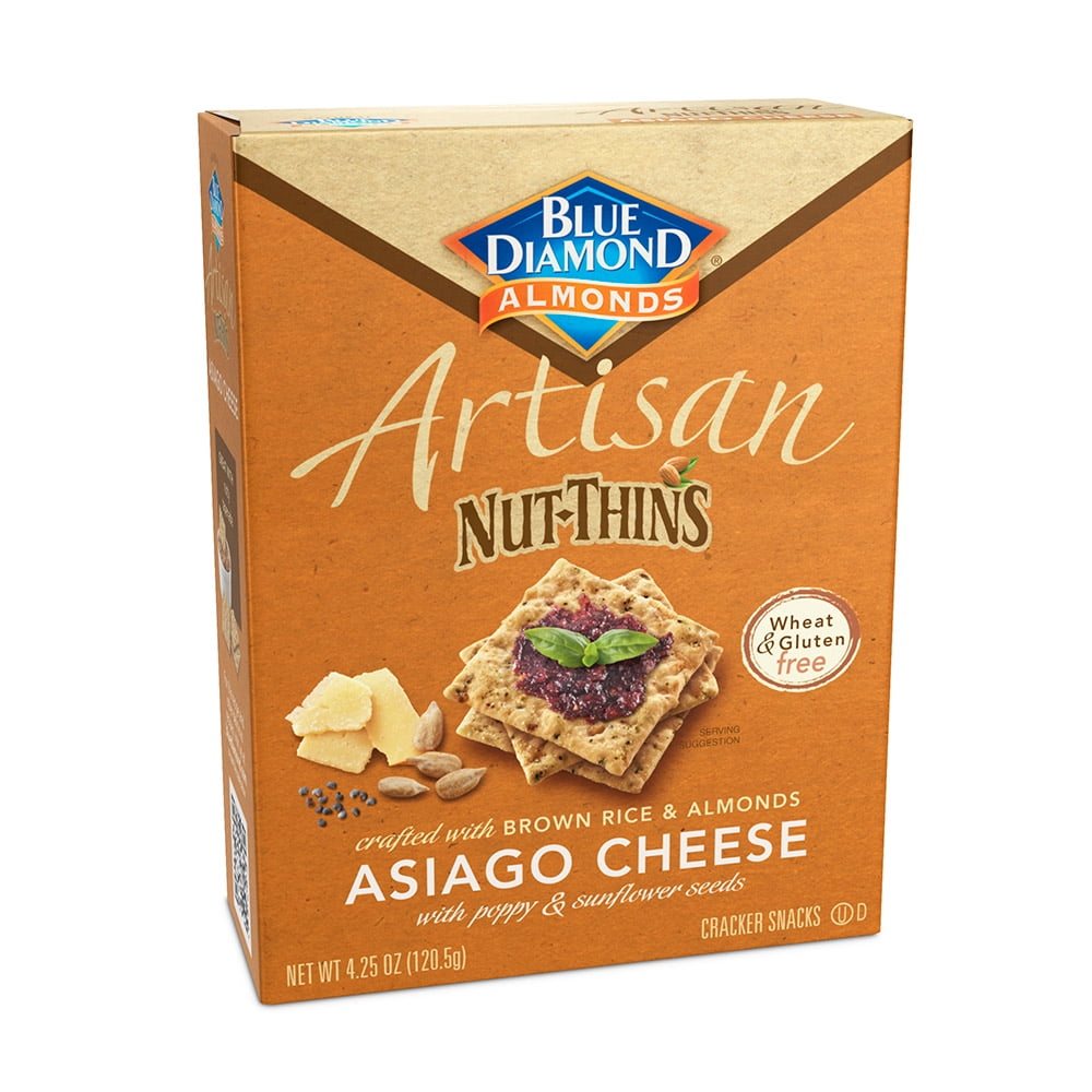Artisan Nut Thins Crackers, Asiago Cheese 4.25 oz Box