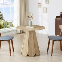 31.5 inch Small Round Dining Table, Modern Kitchen Table for 2 to 4 Person, Farmhouse Wood Circle Dining Room Table with Pedestal Base, Space Saving Dinner Table for Apartment, Small Space
