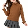 thumbnail image 2 of BLVB Newborn Baby Girls Knit Sweater Ruffle Long Sleeve Mock Neck Ribbed Knit Sweaters Toddler Solid Color Pullover Kid Tops(Coffee,3-4Years), 2 of 6