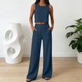 thumbnail image 2 of Suit Set for Women Solid Color Sleeveless Crop Top Wide Leg Pants With Pockets Elegant Casual Matching Outfit For Daily Commute, 2 of 8