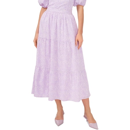 Riley Rae Womens Printed Tiered Midi Skirt Lilac Petal XL