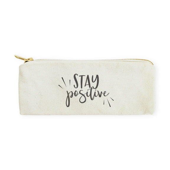 Stay Positive Cotton Canvas Pencil Case and Travel Pouch
