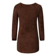 thumbnail image 3 of Daeful Hauts en Tricot pour Femmes Col Rond Chandail Tunique Unie Marron TP, 3 of 6
