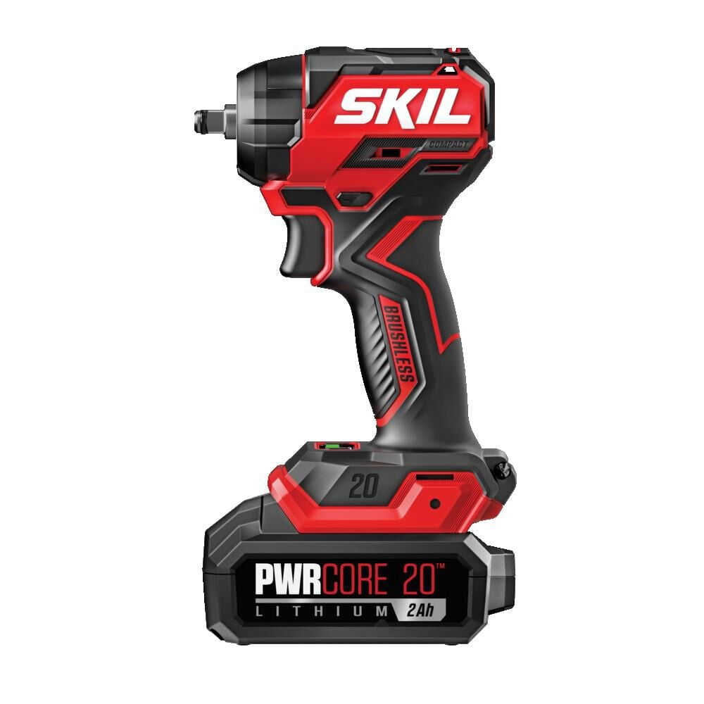 SKIL 20V PWR CORE 20 3/8 in. Cordless Brushless Compact Impact Wrench Kit (Battery & Charger)