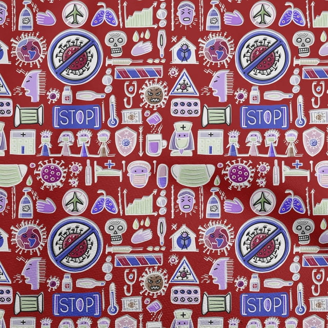 oneOone Tissu Popeline de Coton Sergé Bordeaux Matériel de Robe Médical Tissu Imprimé au Mètre 56 Pouces de Large