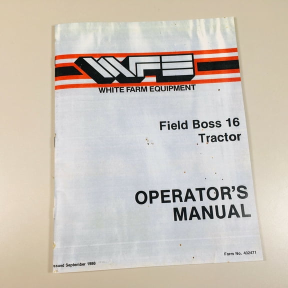 White Field Boss 16 Tractor Operators Manual