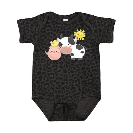 

Inktastic Fun Farm Animals- Cow Pig Chick Gift Baby Boy or Baby Girl Bodysuit
