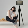 thumbnail image 5 of Brightech Eden 58 in. Classic Black Wood Traditional 1-Light 3-Way Dimming LED Floor Lamp with Black Fabric Drum Shade, 5 of 11