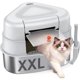 thumbnail image 1 of Caja de arena para gatos Corner Chumajor XXL de acero inoxidable con tapa gris, 1 of 9