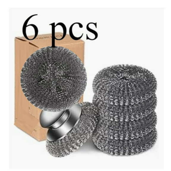 5pcs Steel Wool Scrubbers with Replacement Wire Sponge Pads Set 2025 New Stainless Steel Wool With Detachable Steel Wool Pads For Cleaning Dishes Iron Pots Stoves Wash Sink Clearance