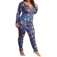 thumbnail image 1 of Combinaison Pyjama de Noël à Fleurs pour Femmes, Tenue d'Intérieur, Grande Taille, une-Pièce à Manches Longues, Boutonnée devant, Col en V Profond, Pantalon, 1 of 8