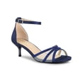thumbnail image 1 of BLISSFUL STEP Women's Rhinestone Mesh Kitten Heels Sandals Navy Blue (Size 7), 1 of 7