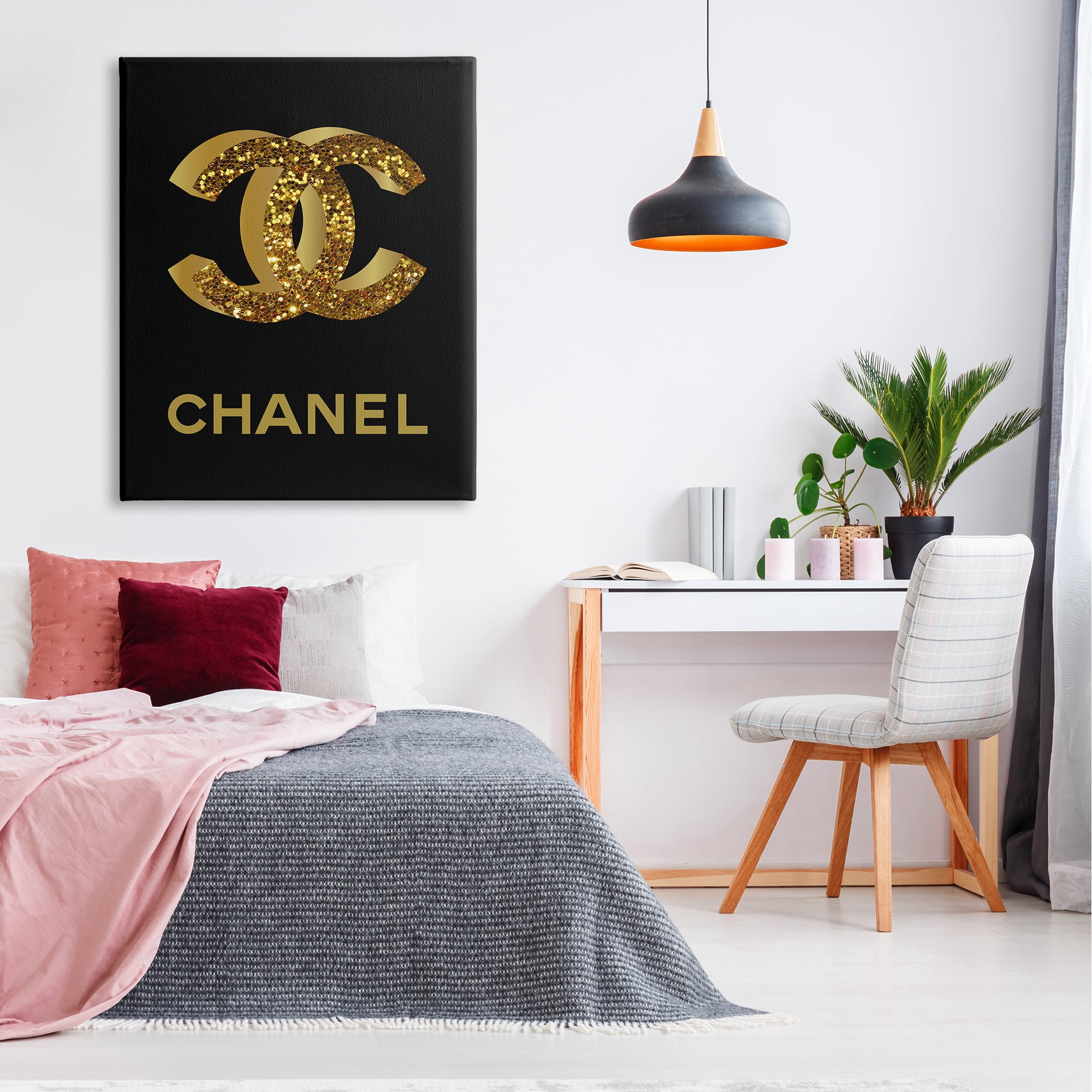 Stupell Industries Gleaming Fashion Brand Logo Typography Painting Gallery Wrapped Canvas Print Wall Art, 36 x 48