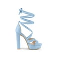 thumbnail image 3 of BLISSFUL STEP Edition Women's Lace Up Platform Chunky High Heels Sandals Sky Blue (Size 10.5), 3 of 7