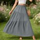 thumbnail image 5 of TaTaai Women's Summer Solid Color Casual Asymmetrical Long Skirt Elastic Waist Flowy Half Skirt with Pockets Gift, 5 of 6