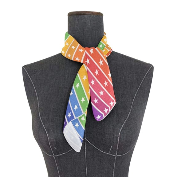 Square Scarf 24x24 Inch Cute Colorful Stripe Star Print Silky Satin Sun Protection Neck Scarf for Women Multi-Purpose Head Wrap Bandana for Hair Bag Decoration