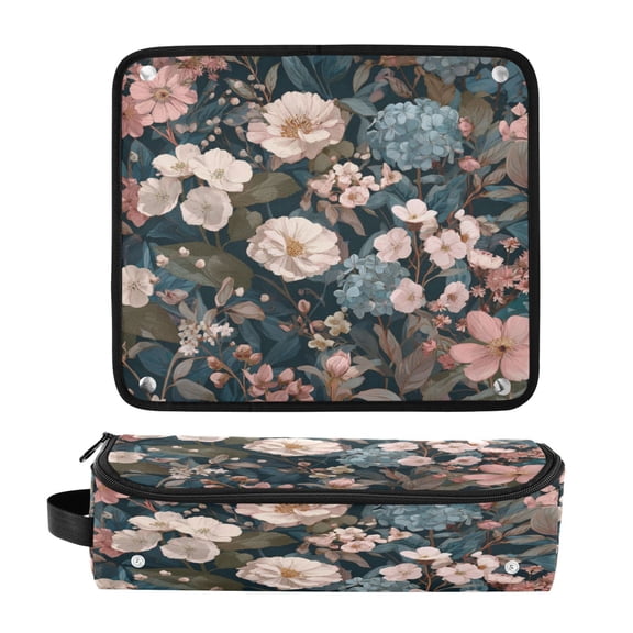 Hair Tool Organizer Bag with Heat Resistant Mat Removable Travel Storage Case for Hot Air Brushes Curling Irons Pale Pink Flowers