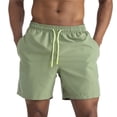 thumbnail image 3 of Mens Swim Trunks Men's Casual Color Beach Shorts Multi-Pocket Outdoor Swim Trunks with Drawstring Elastic Waist Quick-Dry 4 Inch Length Summer Pants for Vacation Travel Army Green L, 3 of 6