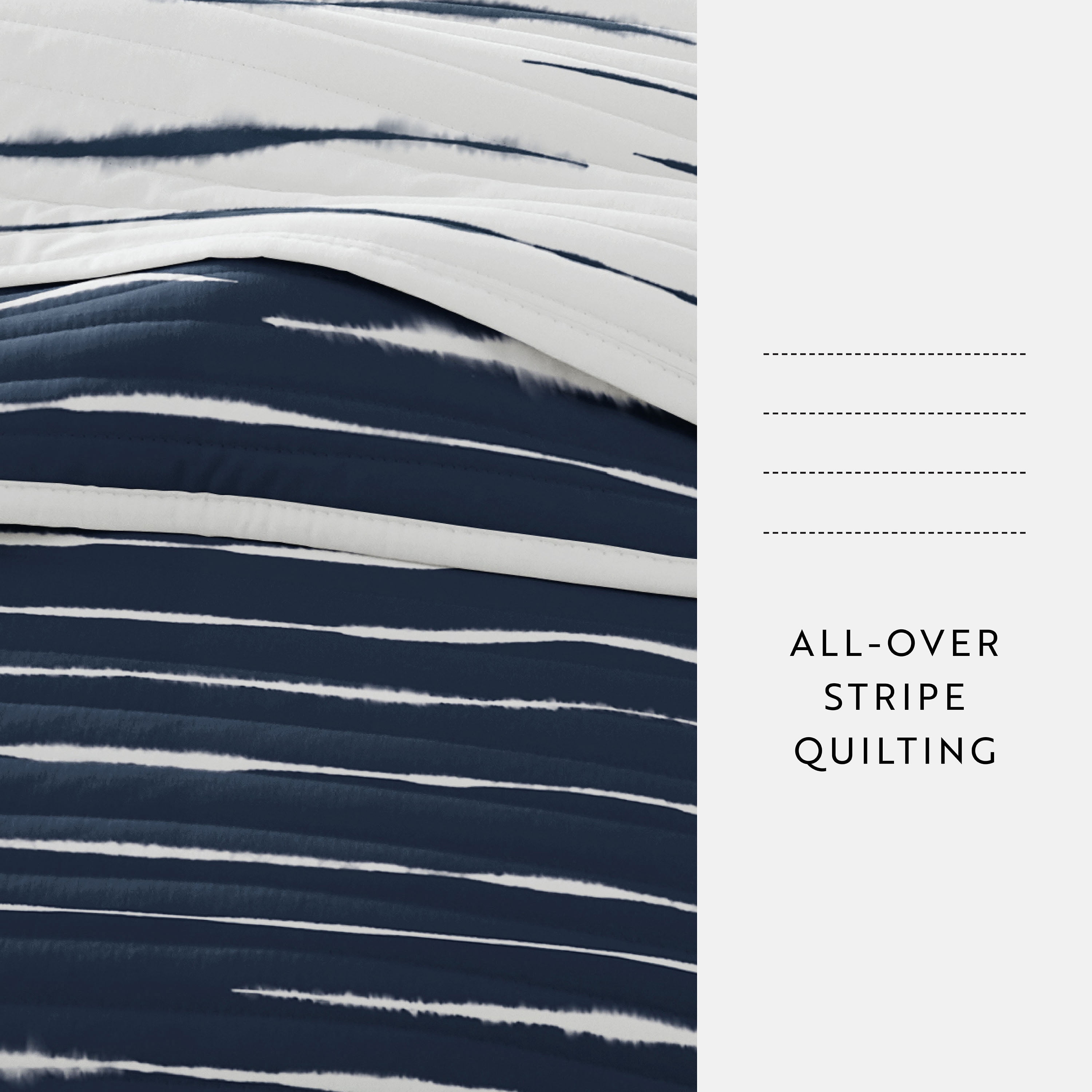 Lightweight Reversible Quilt Sets in Navy Horizon Patterned Coverlet for King/Cal King Size Beds by Comfort Canopy