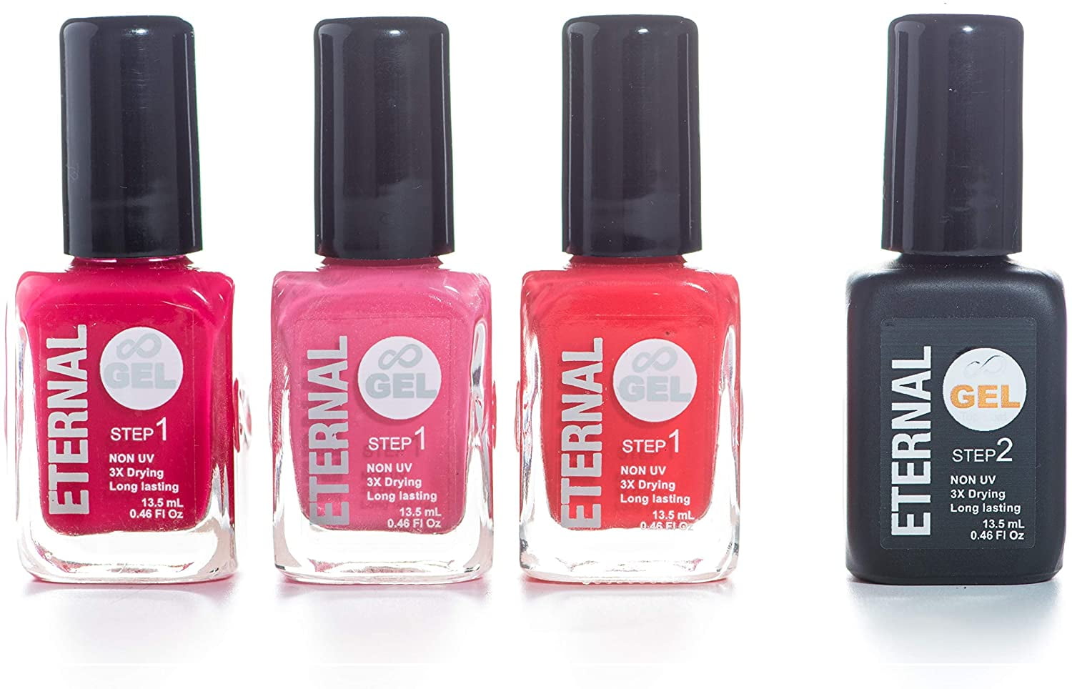 Eternal Gel Collection Nail Polish Set of 3 Colors and 1 Gel Top Coat
