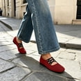 thumbnail image 6 of Miqool Flat Shoes for Women Square Toe Criss Cross Tie Low Block Heels Casual Fall Fashion Soft Comfortable Shoes, 6 of 7