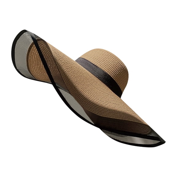 Women Wide Brim Sun Hat UPF 50  Foldable Straw Hat UV Protection Beach Travel Outdoor Summer Sun Protection Hat for Women