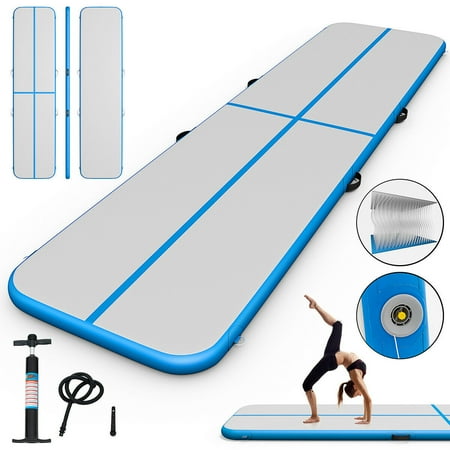 Mares Air - Goplus 13' Inflatable Gymnastics Mat Air Track Floor Mat Water Buoyancy with Pump Blue