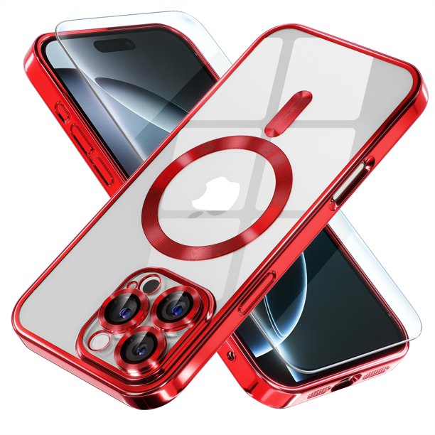 Funda magnética Misea para iPhone 16 Pro Max roja de 6.9"