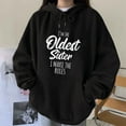 thumbnail image 2 of Fesfesfes Women Hooded Casual Print Hooded Long Sleeve Round Neck T-Shirt Top, 2 of 5