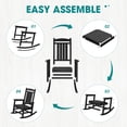 thumbnail image 6 of JUSTLET HDPE Single Rocking Chair with 1 Detachable Cushion - Waterproof, All-Weather Durable Outdoor Seating, Perfect for Poolside, Garden, Balcony, Black Chair & Gray Cushion, 6 of 10