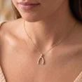 thumbnail image 2 of Tilo Jewelry Rose Gold Plated 925 Sterling Silver Wishbone Pendant Charm Necklace for Women & Unisex | 18 Inch Cable Chain, 2 of 8
