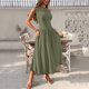 thumbnail image 5 of mfyjkho Vestidos de verano para mujer, Vestido largo elástico con bolsillos y manga corta de color liso para mujer Vestidos de fiesta para mujer s, 5 of 7