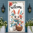 thumbnail image 5 of Bunny Theme Easter Bunny Banner Easter Eggs Design Welcome Display Floral Decor Welcome Text Spring Backdrop for Easter Party Spring Celebration Home Decoration, 5 of 9