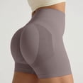 thumbnail image 2 of felwors Women Seamless High Waisted Booty Lifting Shorts Buttery Soft Tummy Control Yoga Pilates Gym Workout Athletic Biker Shorts Brown for Size M, 2 of 9