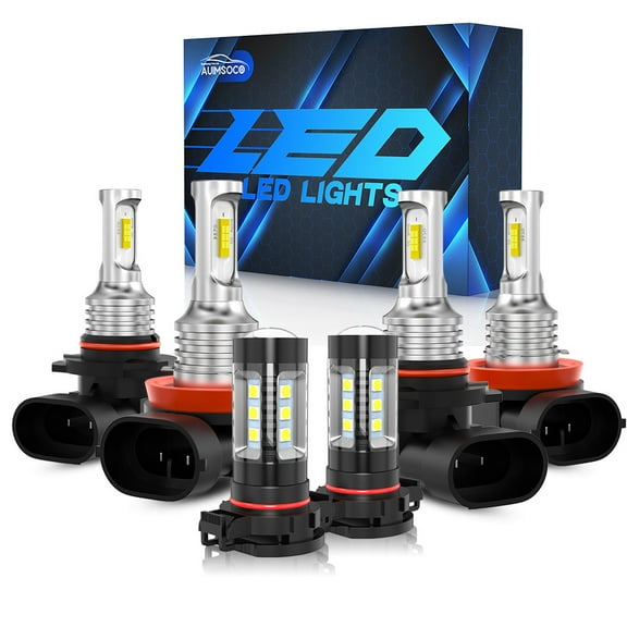 6x LED Headlight Bulbs For 2007-2014 Chevy Suburban Tahoe , 9005/HB3 High Beam + H11 Low Beam + H16 Fog Light, 300% Super White Brightness, Plug-N-Play Halogen Replacement