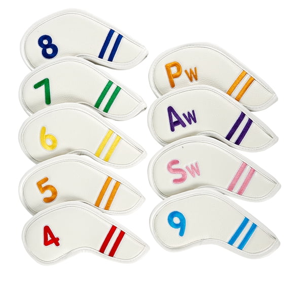 BIBABLYKE 9Pcs Waterproof Golfs Putter Cover Iron Head Cover Set PU Leather Golfs Club Cover Iron Headcover Golfs Club Head Cover