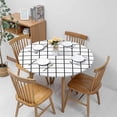 thumbnail image 4 of Grid Striped Tablecloth Round Black White Cell Grids Buffalo Plaid Waterproof Wipeable Table Cloth Cover for Dining Room Fitted Table 44 inch, 4 of 4